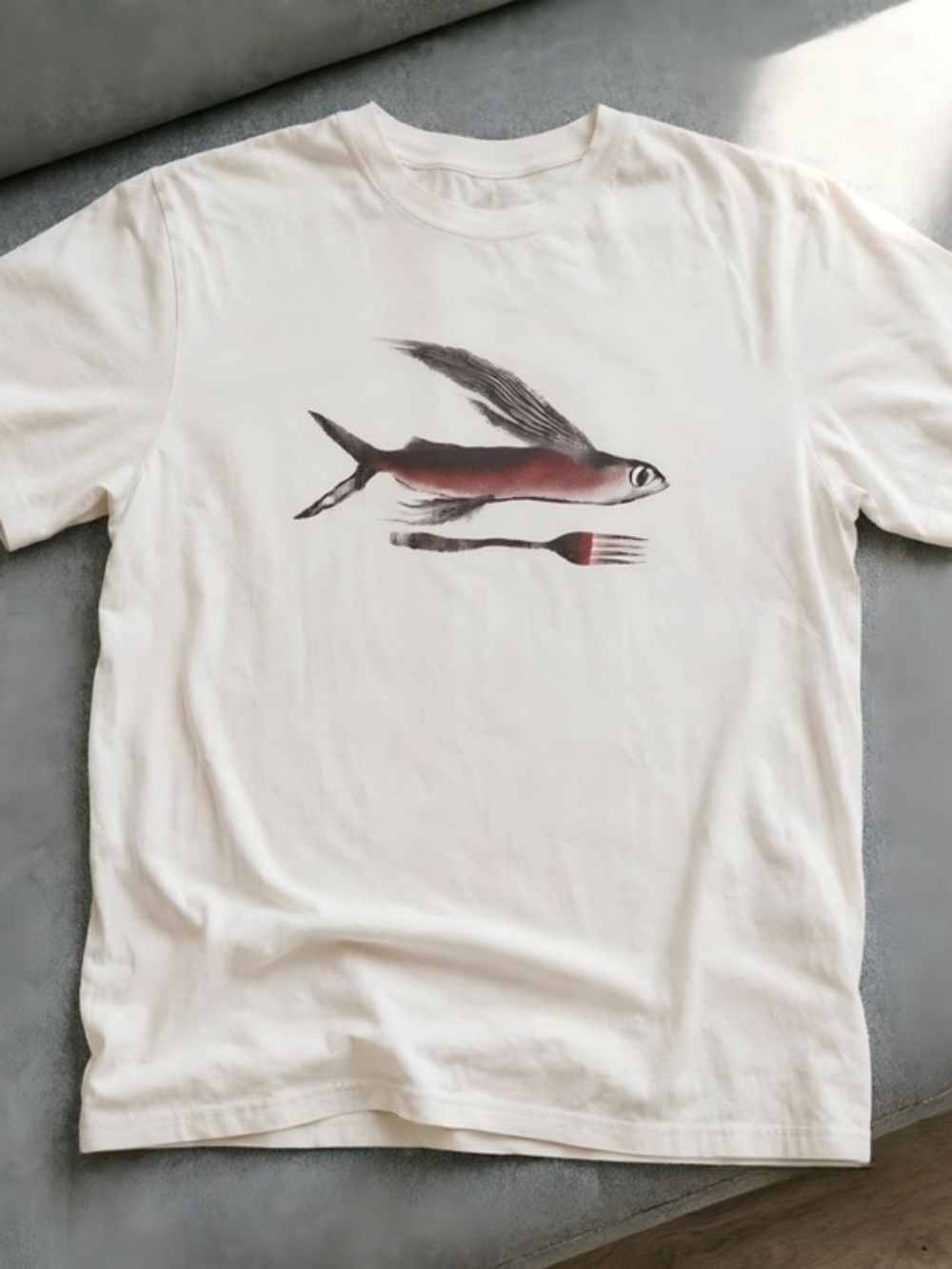 White Fish Graphic Pet T-Shirt with Red Accent
